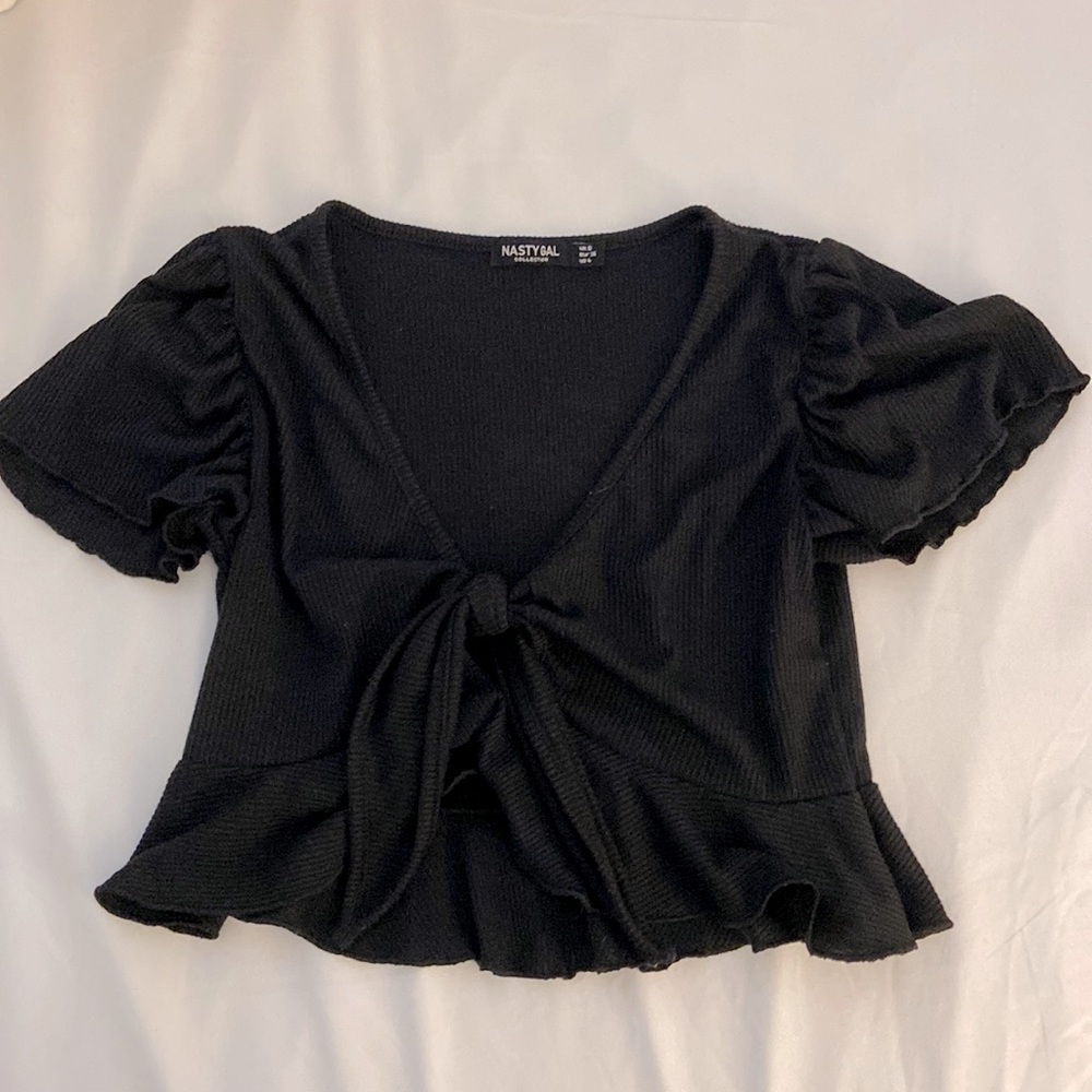 Crop front tie top